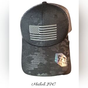 Runs Deep Tactical USA American Flag Premium Tactical Hat Black Snapback Cap NWT